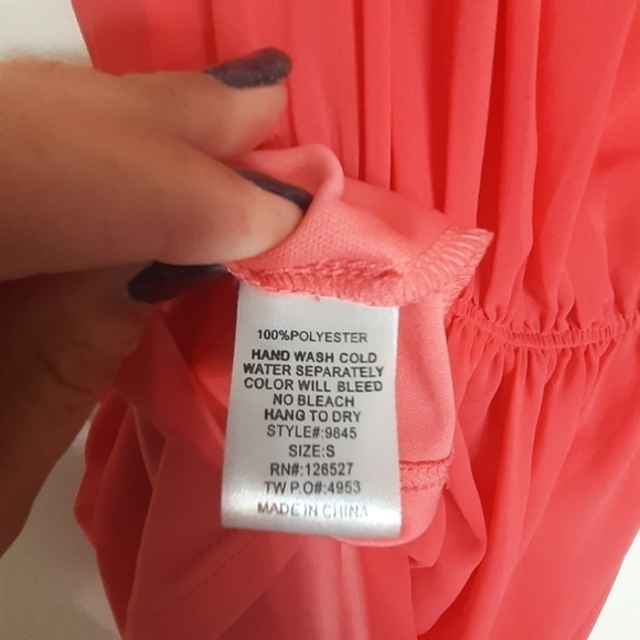 Alythea Womens Dress Coral Pink One Shoulder Milkmaid Coquette‎ Romantic Small - Picture 6 of 12